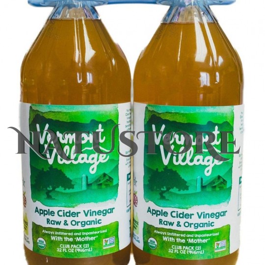 Paquete vinagre organico importado de sidra de manzana vermont village - Paquete de 2 Vinagres de Manzana marca Vermont Village con madre