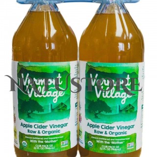 Paquete importado de 2 vinagres orgánicos de sidra de manzana con madre marca Vermont Village