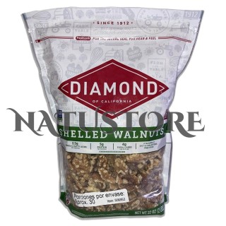 Deliciosas nueces importadas de nogal de la marca Diamond of California cortadas a la mitad